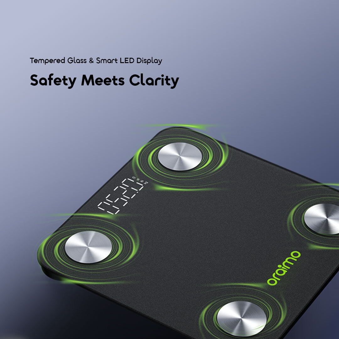 oraimo smart led body fat scale fitscale opc-sc200n precise sensors 4