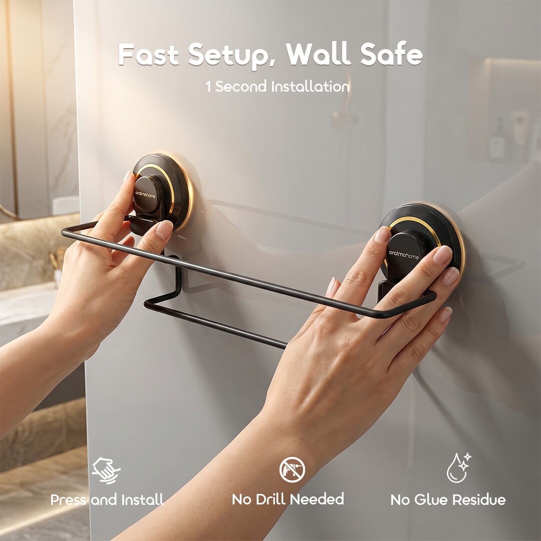 oraimo Suction Cup Towel Rail HookBar OHES-002 03 1 Second Installation