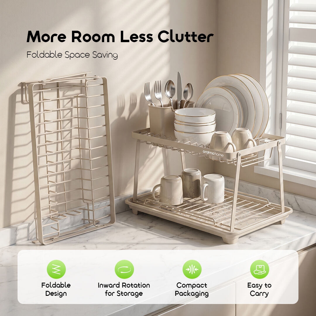 oraimo two-tier dish rack rackdrain OHKS-005 05 foldable space saving