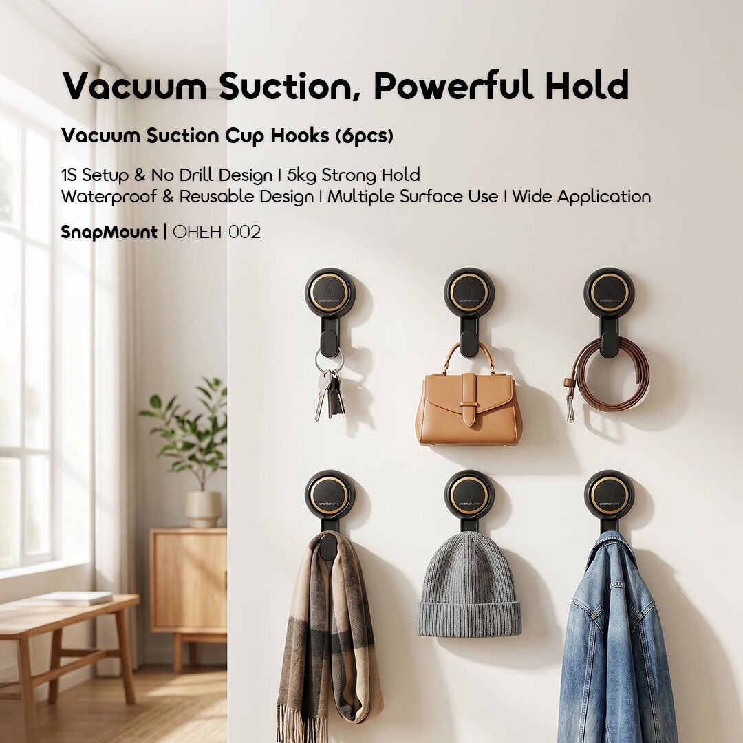 oraimo Vacuum Suction Cup Hooks SnapMount OHEH-002 01 Vacuum Suction, Powerful Hold