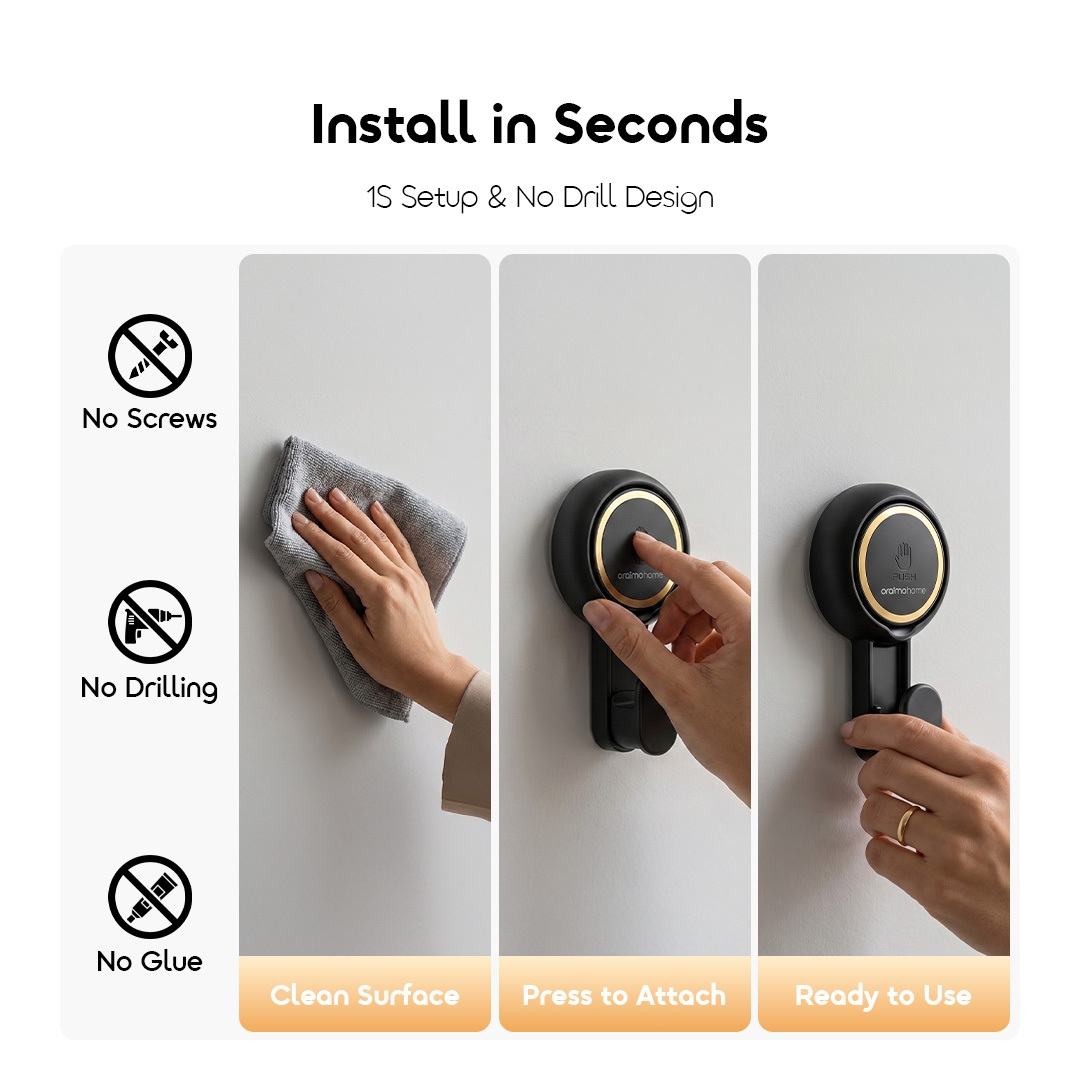 oraimo Vacuum Suction Cup Hooks SnapMount OHEH-002 02 Install in Seconds