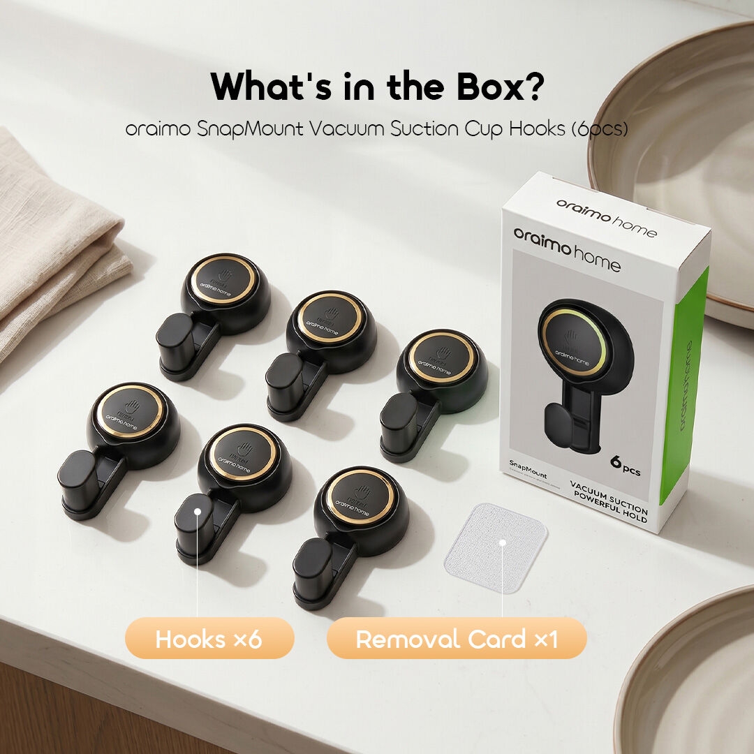 oraimo Vacuum Suction Cup Hooks SnapMount OHEH-002 07 What's in the Box?