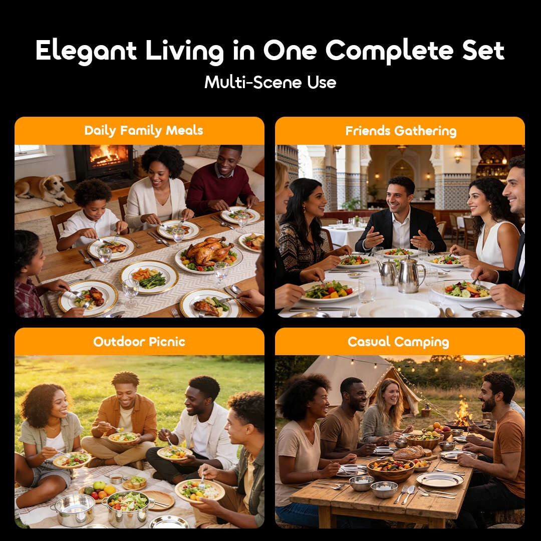 oraimo Stainless Steel Tableware Set (24pcs) HomeServe OHKS-001 5 Multi-Scene Use