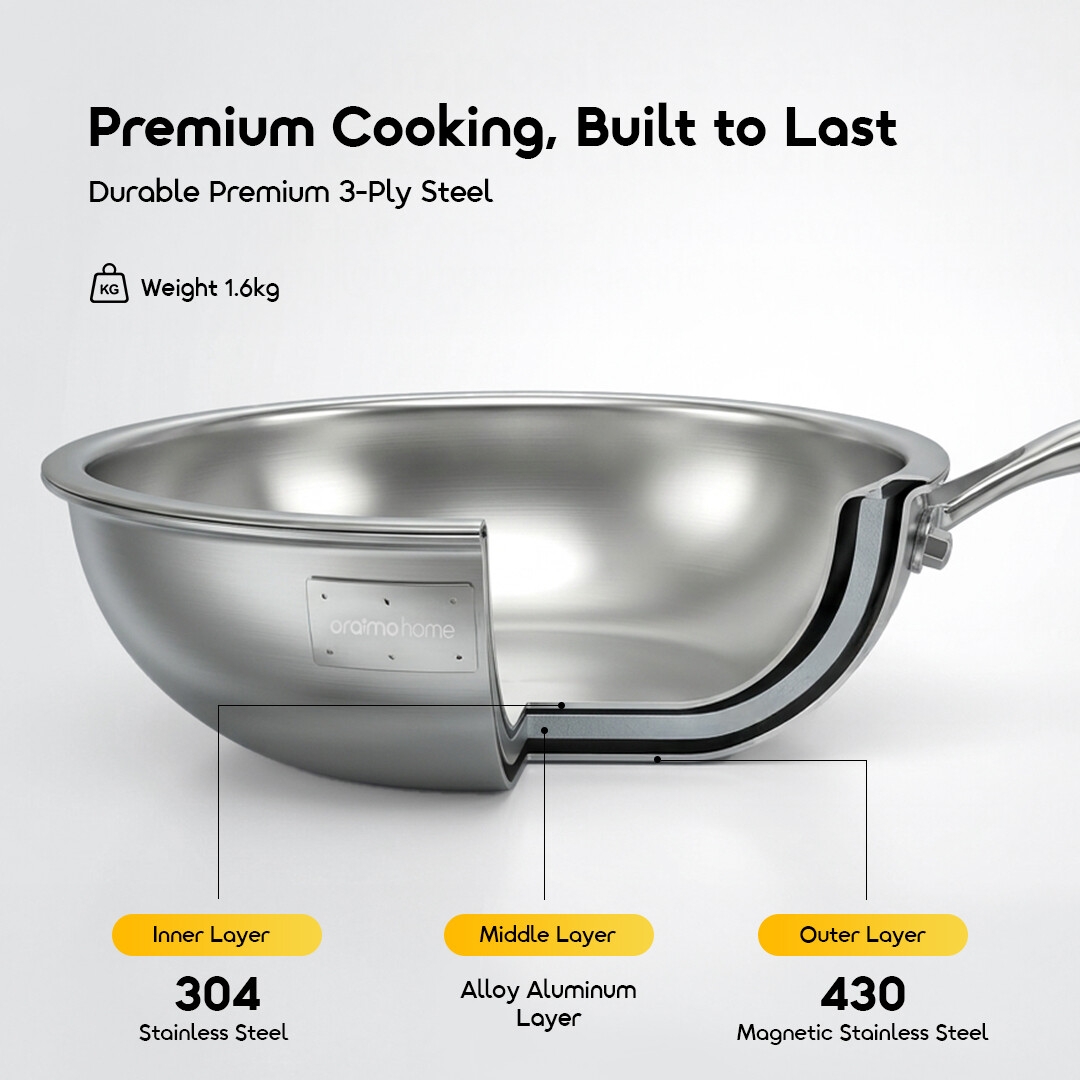 oraimo Stainless Steel Deep Fry Pan ChefFlare OHKS-004 03 Premium Cooking, Built to Last