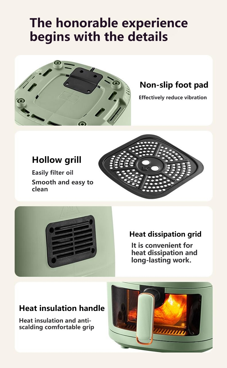 Viewing Window Nonstick Basket sliver crest 7 in 1 8L Air Cooker Fryer Kitchen Appliances Hot Air Fryer digital