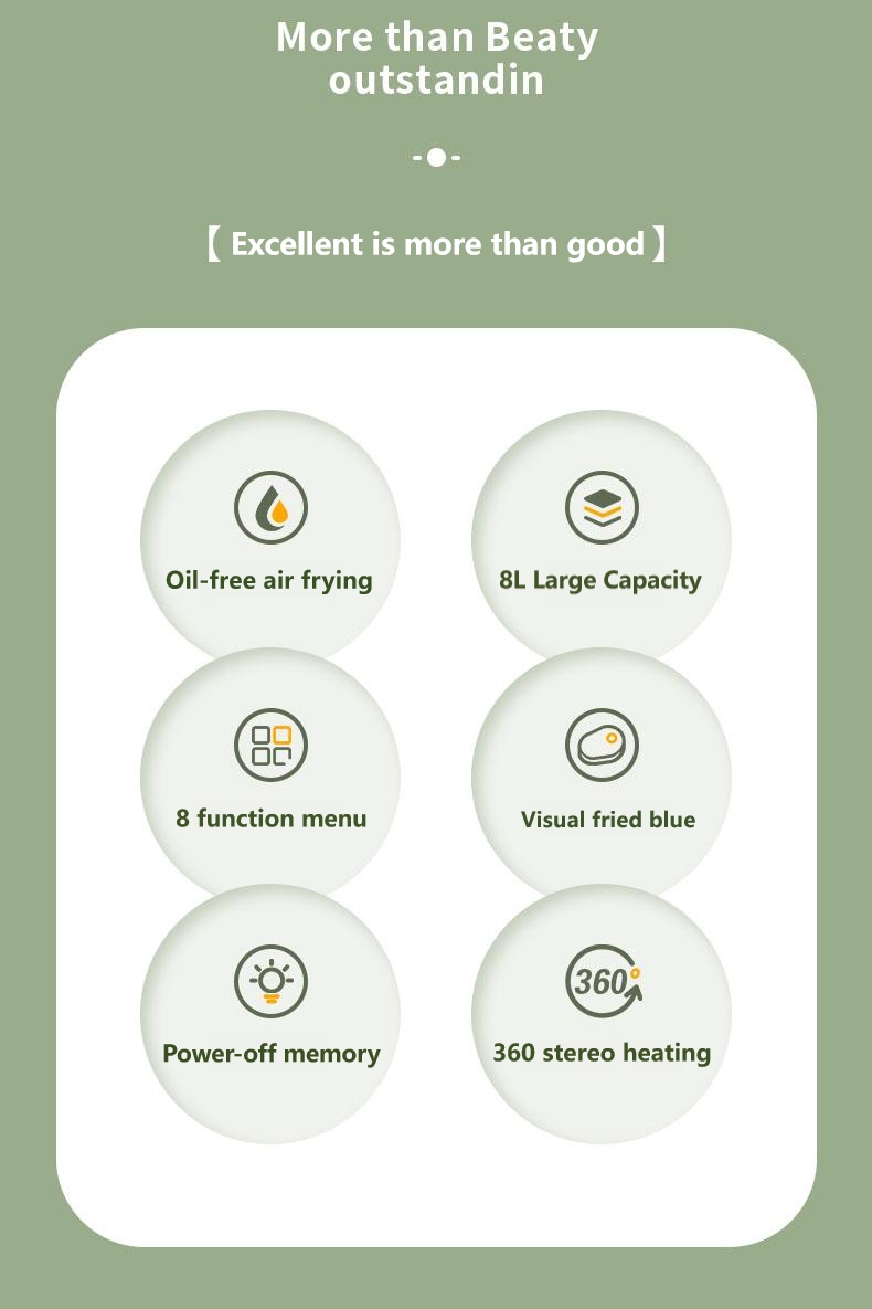 Viewing Window Nonstick Basket sliver crest 7 in 1 8L Air Cooker Fryer Kitchen Appliances Hot Air Fryer digital