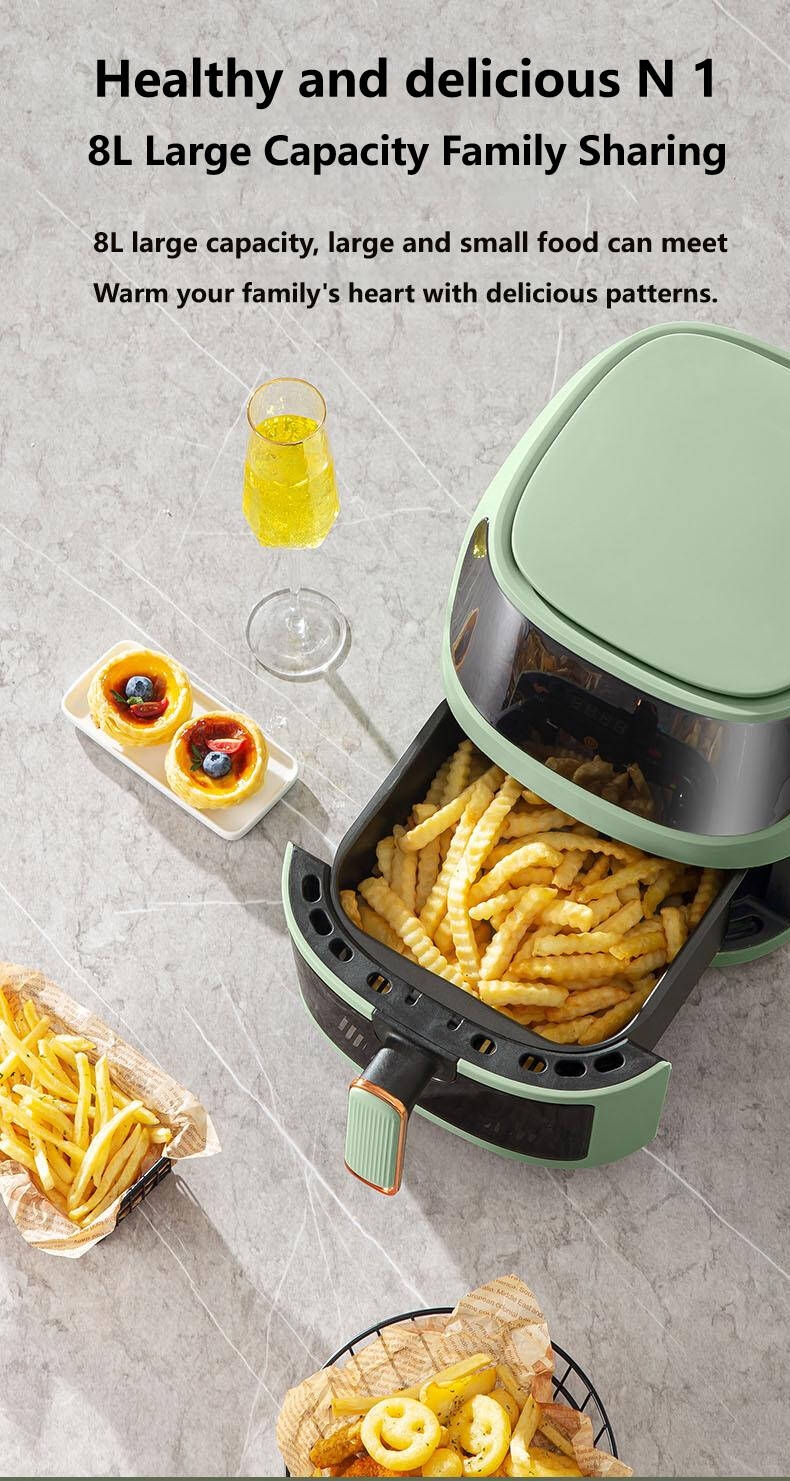 Viewing Window Nonstick Basket sliver crest 7 in 1 8L Air Cooker Fryer Kitchen Appliances Hot Air Fryer digital