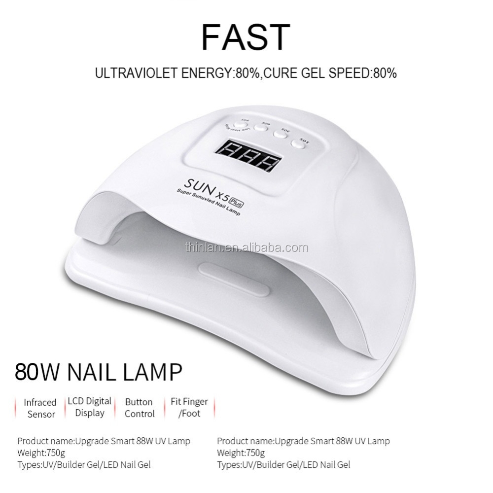 Wholesale SUN X5 Plus Nail Lamp 80W Nail Dryer Double Hands UV Lamp