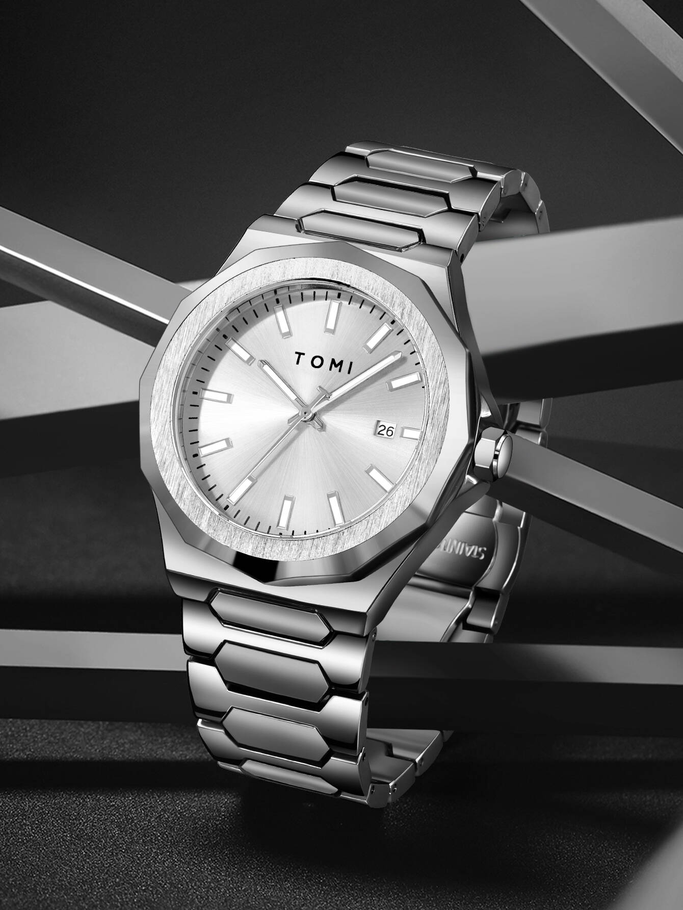 TOMI Luxury Business Men's Watch Gift Box Set High Quality Rose Gold Case Simple and Versatile Quartz Watch Relogio Masculino