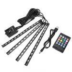 Generic 4pcs Car LED Light Strip Music Sync Interior Lighting Kit Underdash Ambient Lights with Remote Control