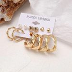 product_image_name-Fashion-6 Pairs Of Women's Hoop Diamond Set Geometric Wind Earrings-4