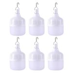Generic 6 Pack 60W Rechargeable LED Light Bulb Waterproof Lamp for Home Camping Tent Emergency Use