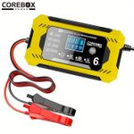 Generic COREBOX 12V 6A Smart Car Battery Charger and Maintainer with Pulse Repair and LCD Display - Yellow - image 6