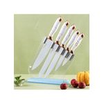 White Label 5 Pcs Kitchen Knife Set With Slotted Acrylic Block Knife Display Stand