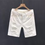 product_image_name-Generic-White Distressed Denim Shorts-2