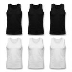 6-Pack Set Singlet Men's  – Black/White