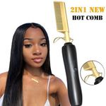 product_image_name-Other-Genetic 2IN1 Curling Iron Hair Straightener With Brush & Heated Comb - Black-1