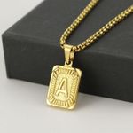 product_image_name-Fashion-Men's 18K Gold Square Double-Sided Letter Pendant Necklace Wholesale Titanium Steel Necklace-1