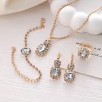 product_image_name-CALLIARA-4Pcs Vintage Square Crystal Jewelry Set, Luxury Diamond Inlaid Necklace Earrings Bracelet Ring, Banquet Gown Accessories-2