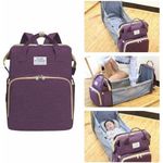 Generic 3 in 1 Diaper Bag Backpack with Foldable Crib, Portable Mummy Sleeping Bag - Purple - image 3