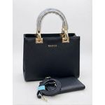 BAGCO Elegant Structured Black Handbag & Wallet Set with Gold Hardware