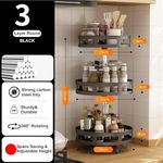 Generic 3 Tier 360° Rotating Corner Storage Rack Strong Carbon Steel Adjustable Height Black - image 3