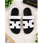 White Unisex H-Strap Flat Slides