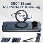 Google Pixel 9 Pro XL High Quality Leather Case,Wireless charging support, Magsafe 360 degrees Ring Bracket Kickstand shell - Blue - image 2