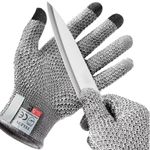 Generic Level 5 cut-resistant safety work gloves, supports touchscreen operation, one size fits all.