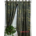 2 PCS Grey and Gold Marble Print Eyelet Curtains
