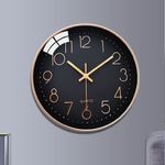 product_image_name-Generic-12 Inch Modern Simple Living Room Digital Quartz Wall Clock - Black & Gold-1
