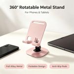 Generic 360° Rotatable Pink Metal Phone Tablet Stand, Adjustable Angle Foldable Desktop Mobile Holder For Smartphone iPad - image 3