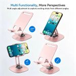Generic 360° Rotatable Pink Metal Phone Tablet Stand, Adjustable Angle Foldable Desktop Mobile Holder For Smartphone iPad - image 7