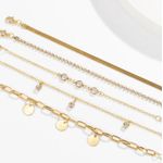 product_image_name-Fashion-5-Piece Alloy Gold Bracelet Set /Women Stackable Bangle/Dazzling Multi-Chain Design Crystal Gold Bracelet Set - Gold-5