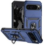 Google Pixel 9 Pro / 10 Pro Case Slide Window Lens Protection with Magnetic Stand Ring - Blue 