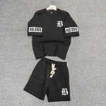 product_image_name-Fashion-Mens Sports Short Sleeve T-Shirt & Shorts Set - 2 Piece - Black-1