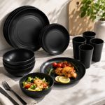 Generic 16-Piece Black Unbreakable Dinnerware Set - image 3