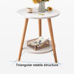 Generic 50cm Minimalist Double Layer Coffee Side Table- White/Brown - image 3