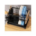 product_image_name-White Label-2-Layer Large Capacity Dish Drying Rack Cup Holder & Utensil Holder with Drainboard Tray (L29 x W42 x H30)cm / (L11.4 x W16.54 x H11.8)inch - Black / Style B-3