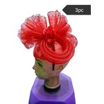 3pc Mesh Fascinator Hat Formal Headpiece - Red