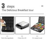 product_image_name-RAF-12 Hole Design Donut Maker Machine, Dual-Sided Heating, With Non-stick Surface, Non-Slip Handle - Black-4