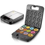 product_image_name-RAF-12 Hole Design Donut Maker Machine, Dual-Sided Heating, With Non-stick Surface, Non-Slip Handle - Black-6