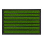 Generic Artificial Green Grass and Black Striped Rubber Floor Mat-60cmx70cm