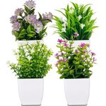 product_image_name-Generic-4 Packs Mini Plastic Artificial Potted Flowers, Greenery Plants For Home Decor-1