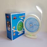 Rechargeable Table Fan with LED Light - white