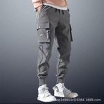 product_image_name-Berrykey-Overalls Men's Ankle Pants Loose Large Size Casual Trouser Wear-Resistant Work Pants - Grey - XL-2