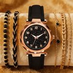 product_image_name-Fashion-Unisex Men's Women's Watch & Bracelet Set - Luxury Starry Dial with Gold Accents-1