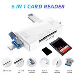 Generic Memory Cards Camera Memory Card Reader Clothes  Memory Card Reader 6-In-1 USB 2.0 Type C Card Reader -Computer Accessories -White - image 7