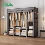 product_image_name-Generic-4-Column Foldable Canvas Closet Storage Organizer with Shelves and Hanging Rod - Portable Fabric Wardrobe & Clothes Organizer with Cover - Grey-2