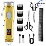 product_image_name-TOUPHY-Men's Hair Clipper Electric Trimmer with LCD Display Gift with 2 Scissors- Gold-1